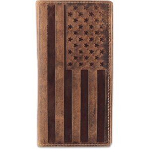 Brown Flag Leather Wallet Men's Classic Style with RFID